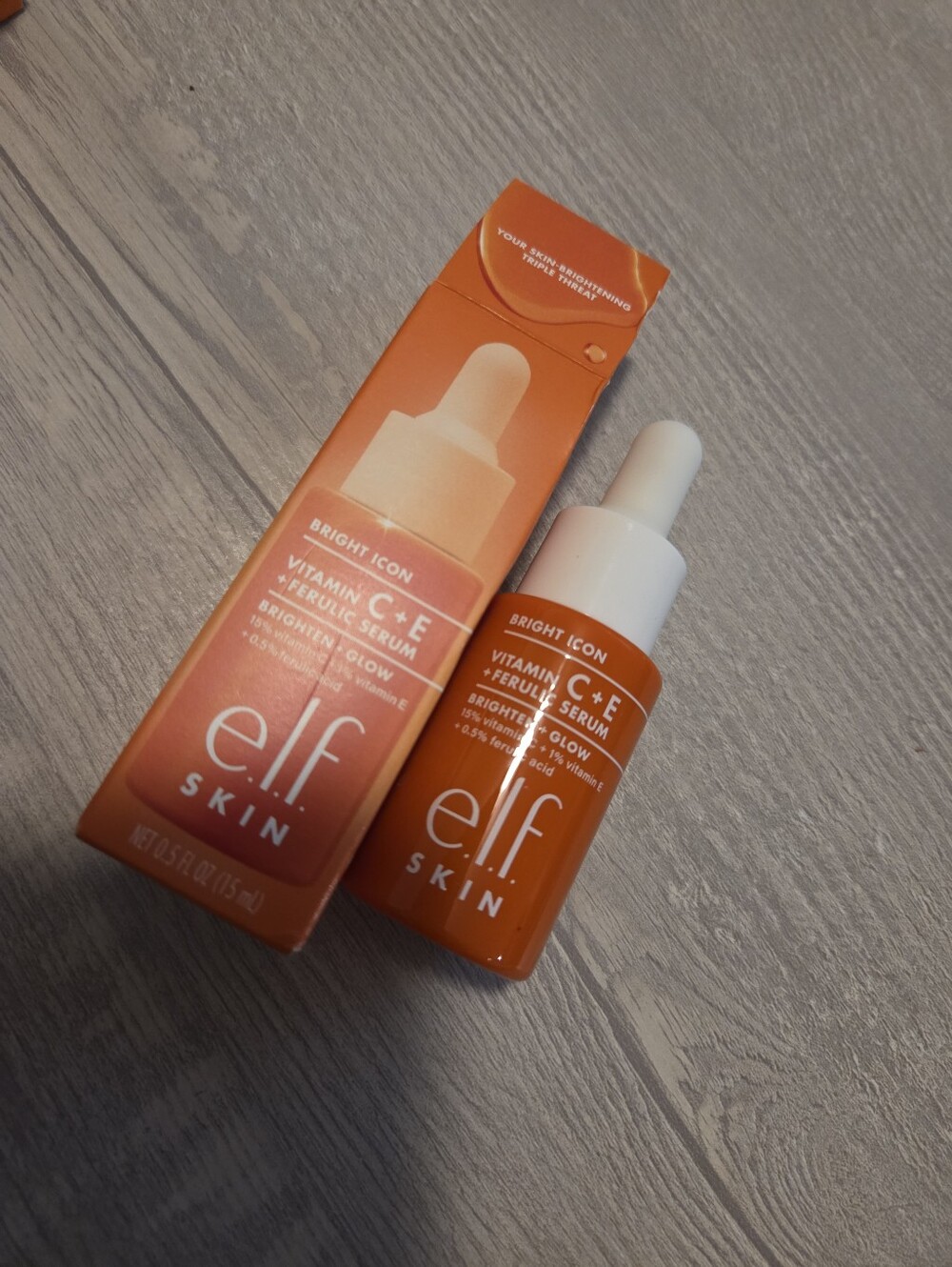 ELF Bright Icon Vitamin C + E Serum - Orange Bottle with White Dropper